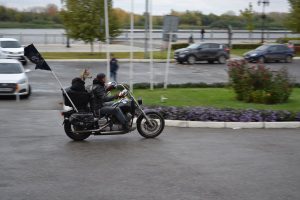 5 В Астрахани на мотоцикле разъезжает пес-байкер