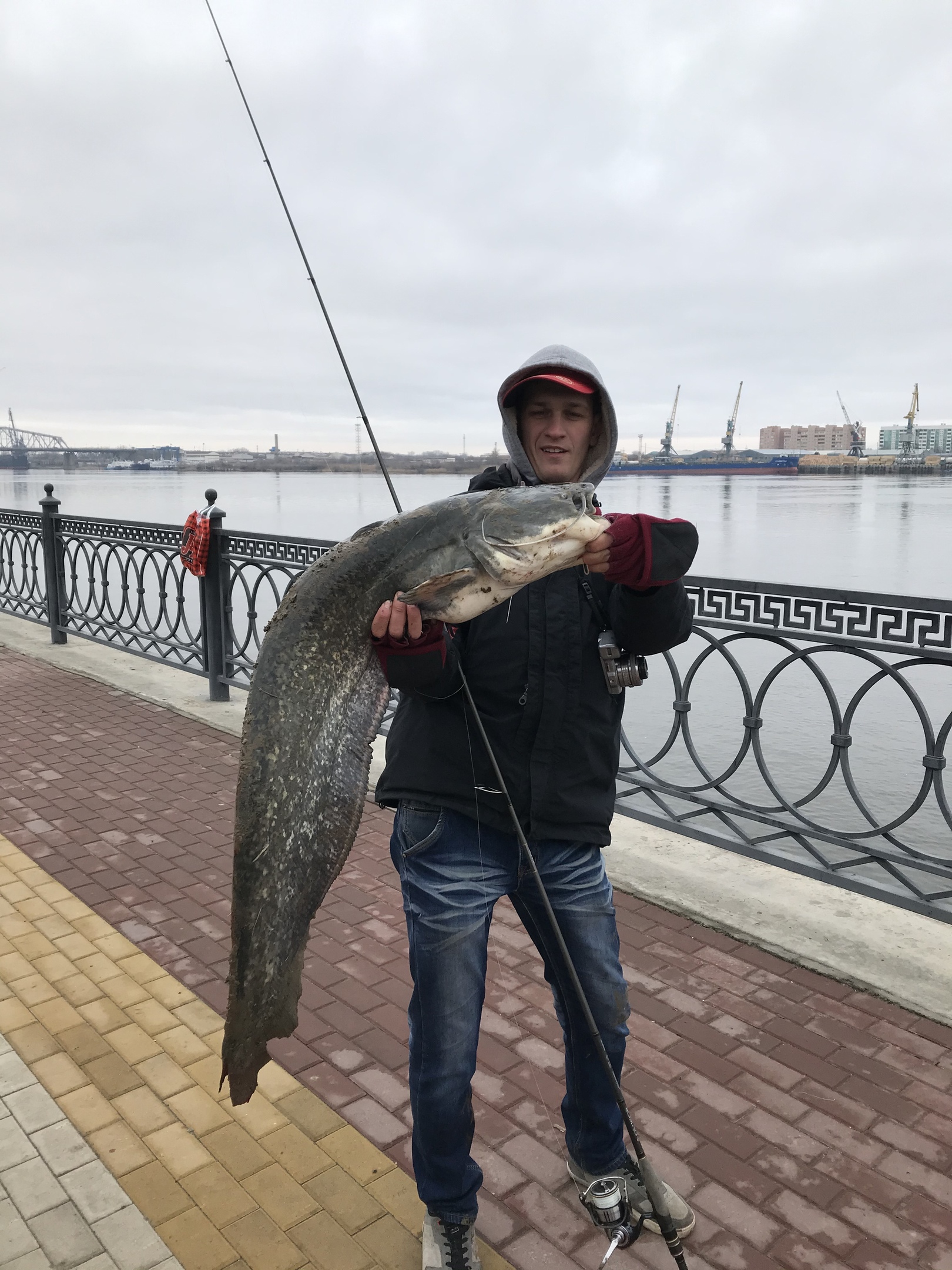 9LVeLKCQOIM В Астрахани на набережной турист поймал речного гиганта