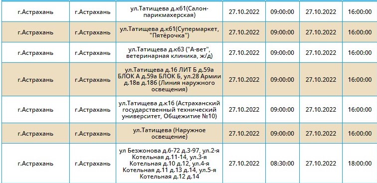 10 3 27 октября отключат свет в Астрахани и четырех райцентрах