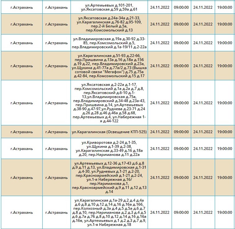 Отключение света 23 ноября. Плановое отключение электроэнергии.