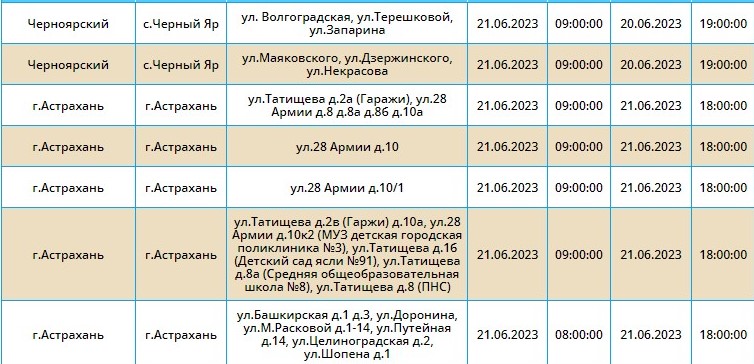 Карта отключения света